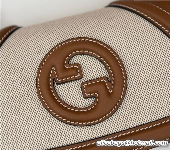 Good Product Gucci Blondie Small Shoulder bag in Linen Canvas and Leather 815700 Brown 2024