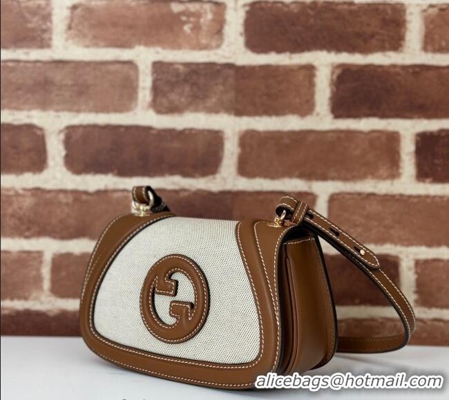 Good Product Gucci Blondie Small Shoulder bag in Linen Canvas and Leather 815700 Brown 2024