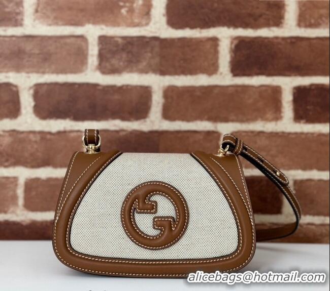 Good Product Gucci Blondie Small Shoulder bag in Linen Canvas and Leather 815700 Brown 2024