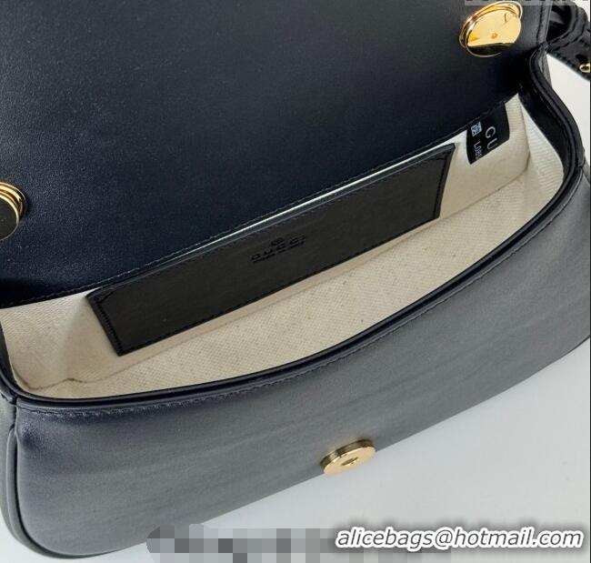 Famous Brand Gucci Blondie Small Shoulder bag in Linen Canvas and Leather 815700 Black 2024