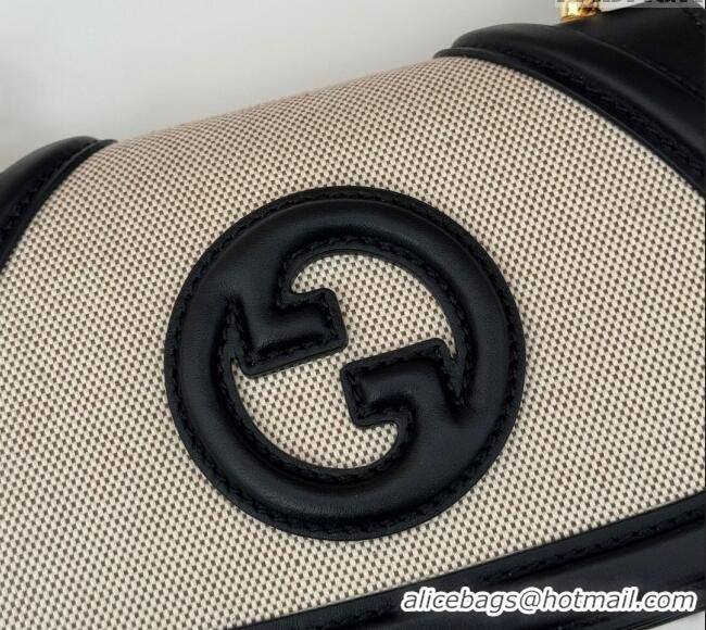 Famous Brand Gucci Blondie Small Shoulder bag in Linen Canvas and Leather 815700 Black 2024