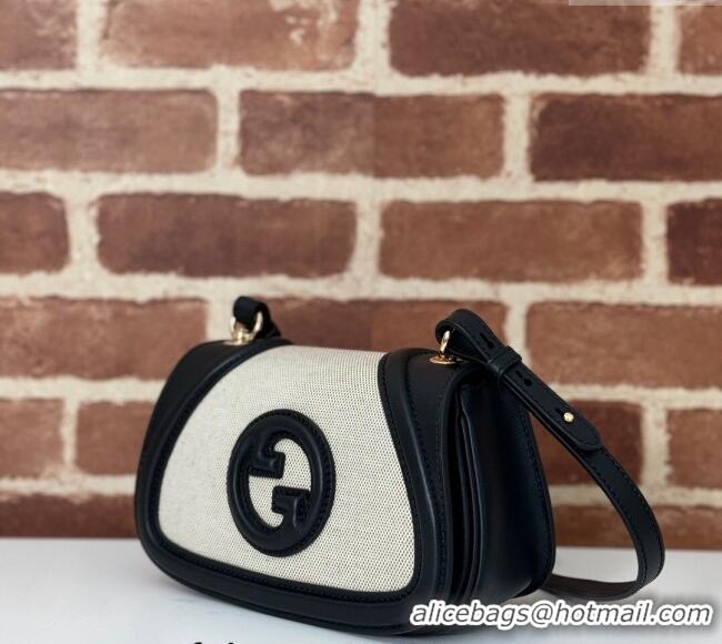 Famous Brand Gucci Blondie Small Shoulder bag in Linen Canvas and Leather 815700 Black 2024