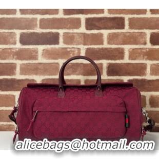 Pretty Style Gucci Mens Medium GG Canvas Duffle Bag 800185 Rosso Ancora Red 2024