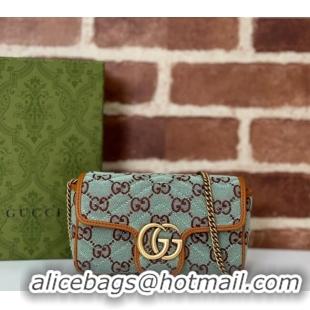 Big Discount Gucci GG Canvas Super Mini Shoulder bag Pale 783141 Blue/Brown 2024