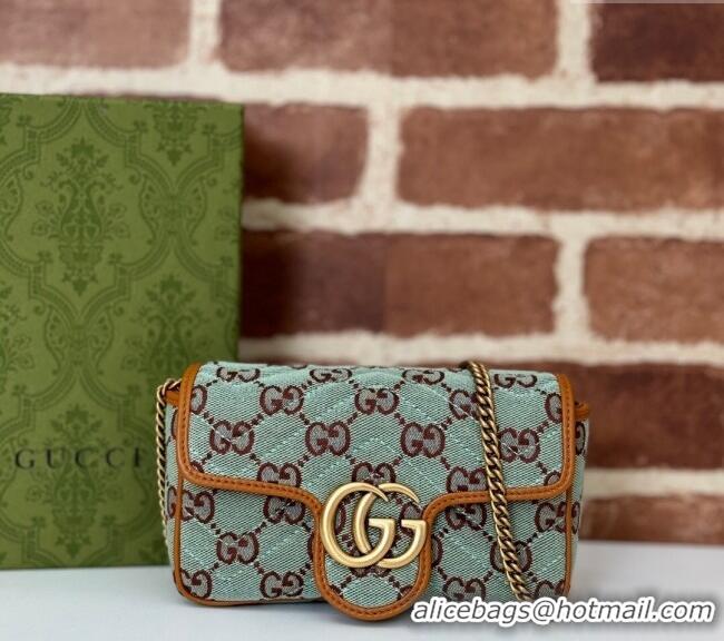Big Discount Gucci GG Canvas Super Mini Shoulder bag Pale 783141 Blue/Brown 2024