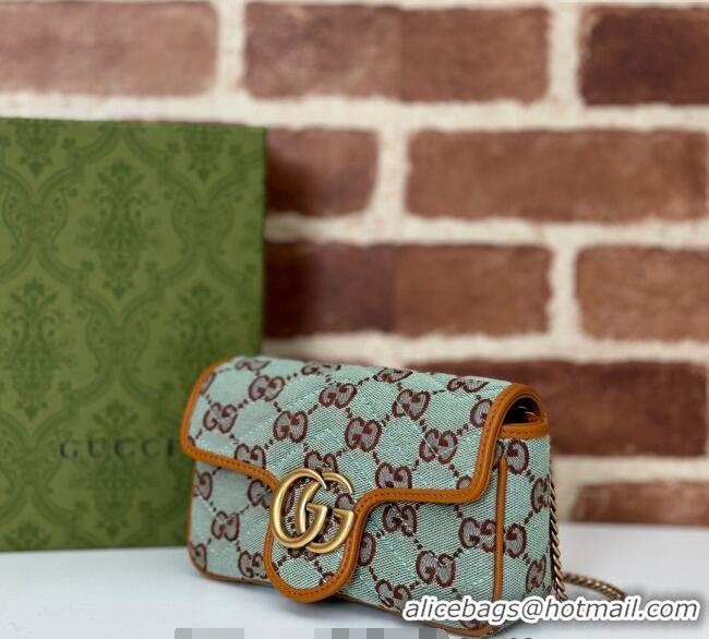 Big Discount Gucci GG Canvas Super Mini Shoulder bag Pale 783141 Blue/Brown 2024