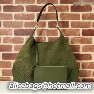 Best Price Gucci GG Suede and Leather Medium Shoulder bag 815924 Green 2024