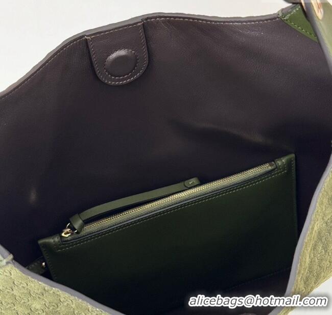 Best Price Gucci GG Suede and Leather Medium Shoulder bag 815924 Green 2024