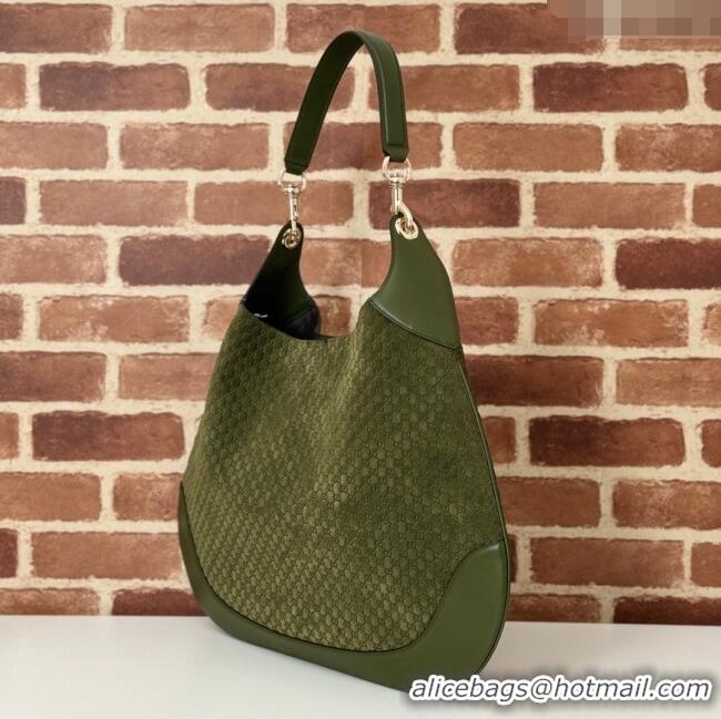 Best Price Gucci GG Suede and Leather Medium Shoulder bag 815924 Green 2024