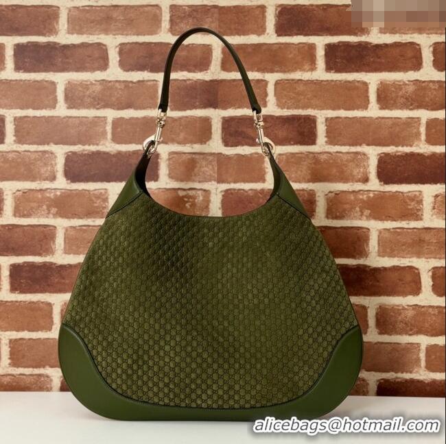 Best Price Gucci GG Suede and Leather Medium Shoulder bag 815924 Green 2024
