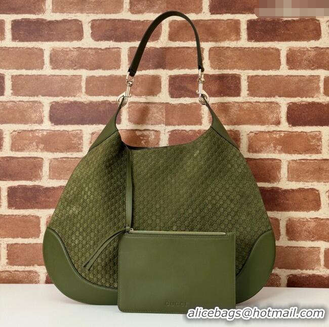 Best Price Gucci GG Suede and Leather Medium Shoulder bag 815924 Green 2024