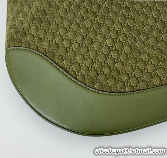 Best Price Gucci GG Suede and Leather Medium Shoulder bag 815924 Green 2024