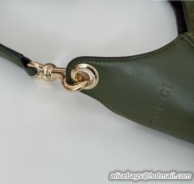 Best Price Gucci GG Suede and Leather Medium Shoulder bag 815924 Green 2024