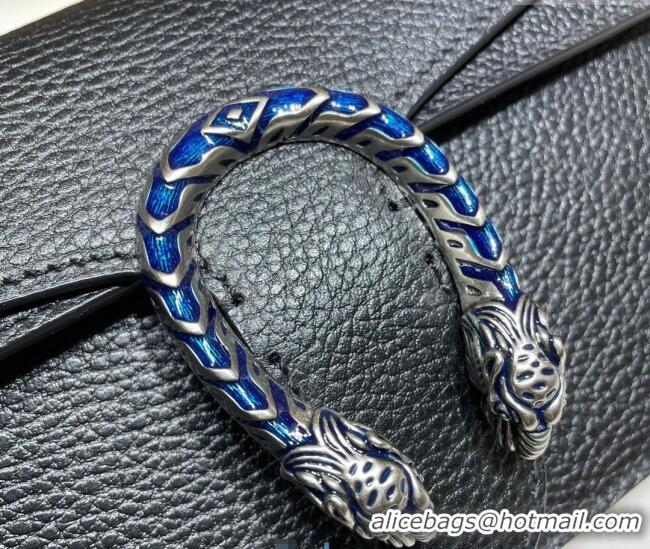 Shop Grade Gucci Dionysus Grained Leather Small Shoulder Bag ‎499623 Black/Blue/Silver 2024