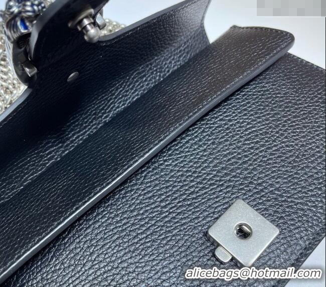 Shop Grade Gucci Dionysus Grained Leather Small Shoulder Bag ‎499623 Black/Blue/Silver 2024