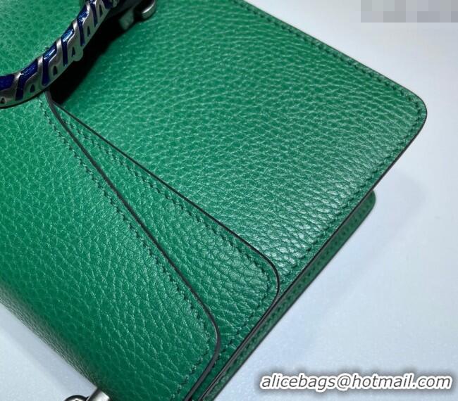 New Cheap Gucci Dionysus Grained Leather Small Shoulder Bag ‎499623 Green/Blue/Silver 2024