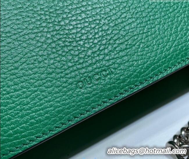 New Cheap Gucci Dionysus Grained Leather Small Shoulder Bag ‎499623 Green/Blue/Silver 2024