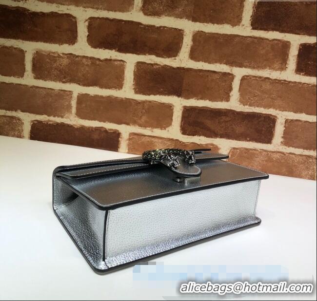 Luxury Cheap Gucci Dionysus Metallic Leather Small Shoulder Bag ‎499623 Silver/Strass 2024