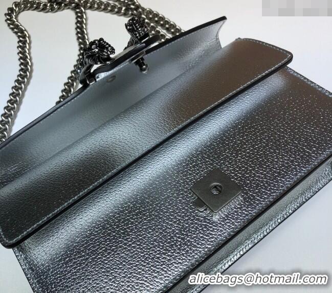 Luxury Cheap Gucci Dionysus Metallic Leather Small Shoulder Bag ‎499623 Silver/Strass 2024