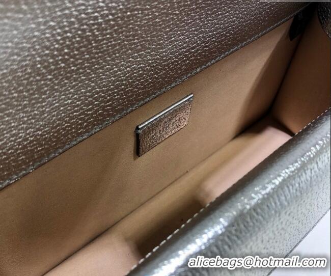 Luxury Cheap Gucci Dionysus Metallic Leather Small Shoulder Bag ‎499623 Silver/Strass 2024