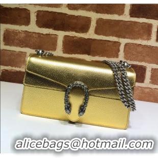 Best Quality Gucci Dionysus Metallic Leather Small Shoulder Bag ‎499623 Yellow Gold/Strass 2024