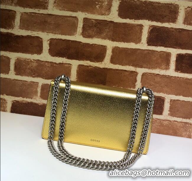 Best Quality Gucci Dionysus Metallic Leather Small Shoulder Bag ‎499623 Yellow Gold/Strass 2024