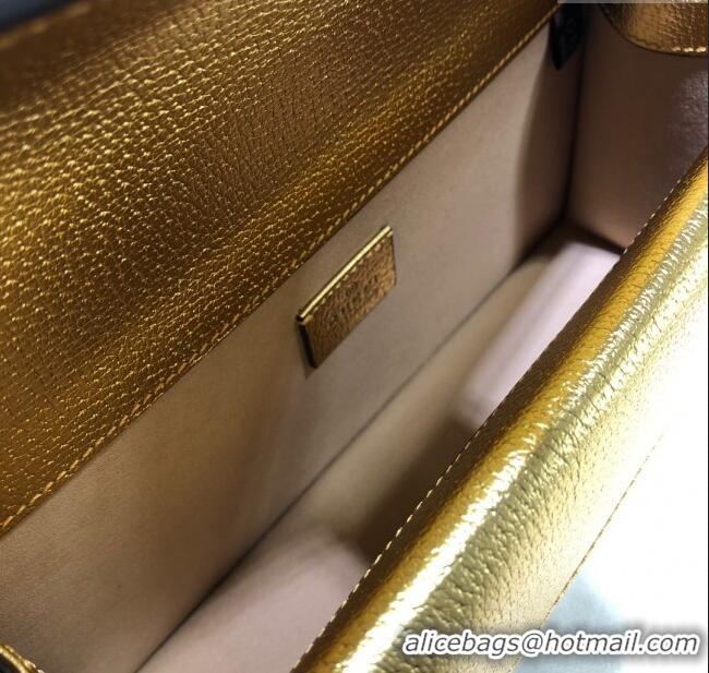 Best Quality Gucci Dionysus Metallic Leather Small Shoulder Bag ‎499623 Yellow Gold/Strass 2024