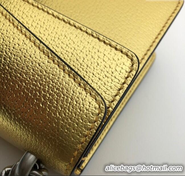 Best Quality Gucci Dionysus Metallic Leather Small Shoulder Bag ‎499623 Yellow Gold/Strass 2024