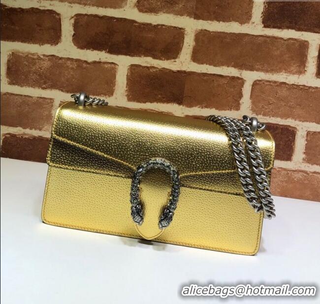 Best Quality Gucci Dionysus Metallic Leather Small Shoulder Bag ‎499623 Yellow Gold/Strass 2024
