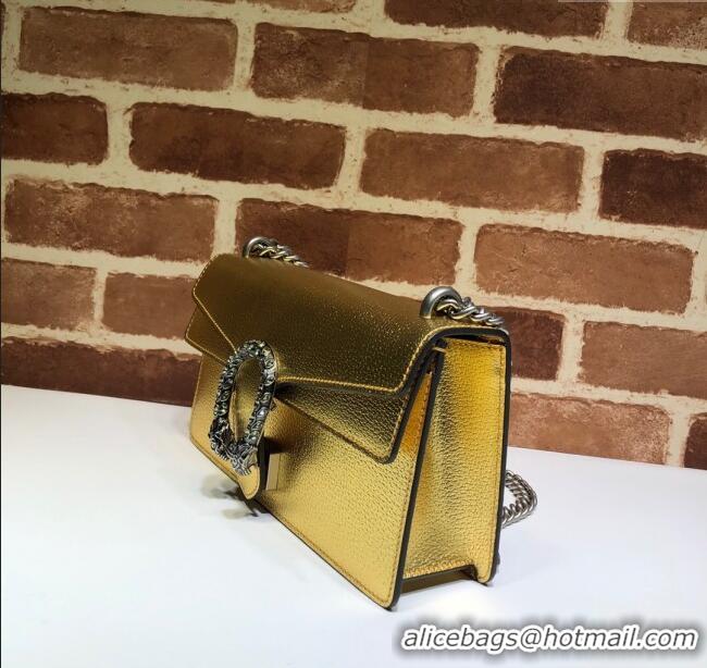 Best Quality Gucci Dionysus Metallic Leather Small Shoulder Bag ‎499623 Yellow Gold/Strass 2024