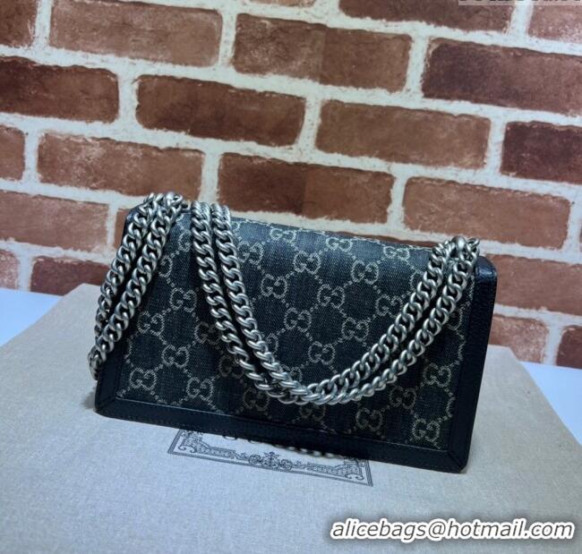Big Discount Gucci Dionysus Small Shoulder Bag in Black GG Denim Jacquard 499623 2024