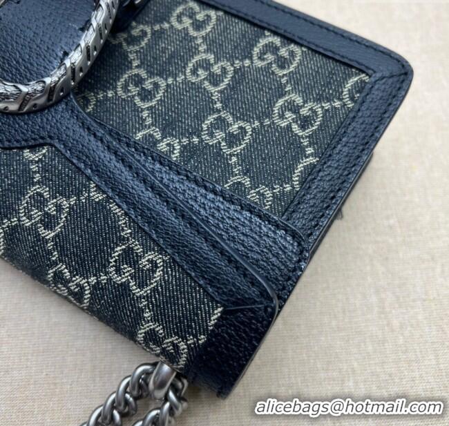 Big Discount Gucci Dionysus Small Shoulder Bag in Black GG Denim Jacquard 499623 2024