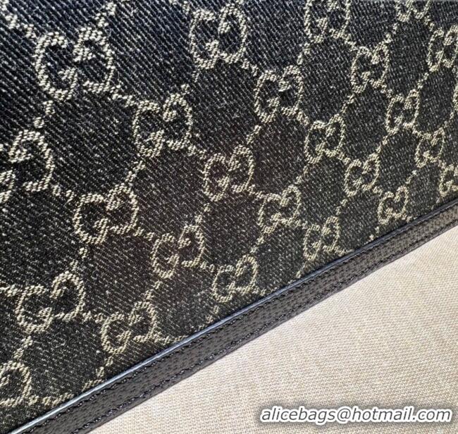 Big Discount Gucci Dionysus Small Shoulder Bag in Black GG Denim Jacquard 499623 2024