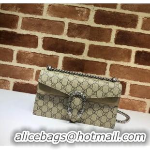 Top Grade Gucci Dionysus GG Canvas and Suede Small Bag with Strass 499623 Beige/Khaki 2024