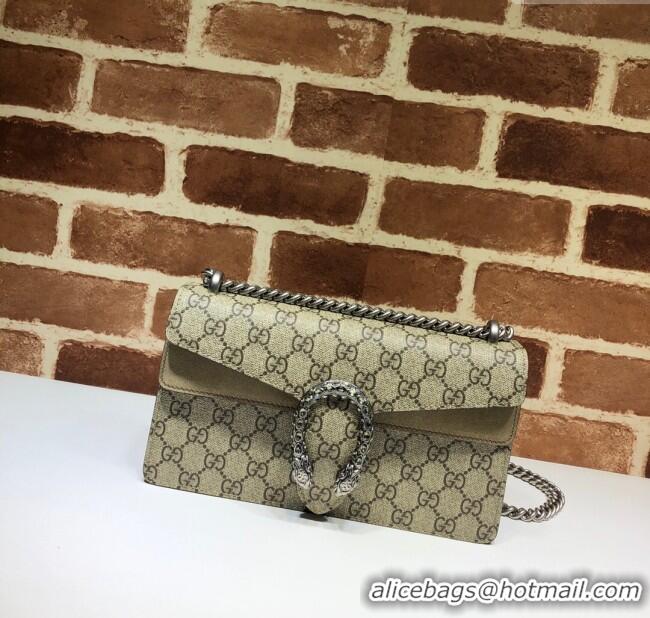 Top Grade Gucci Dionysus GG Canvas and Suede Small Bag with Strass 499623 Beige/Khaki 2024
