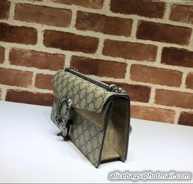 Top Grade Gucci Dionysus GG Canvas and Suede Small Bag with Strass 499623 Beige/Khaki 2024