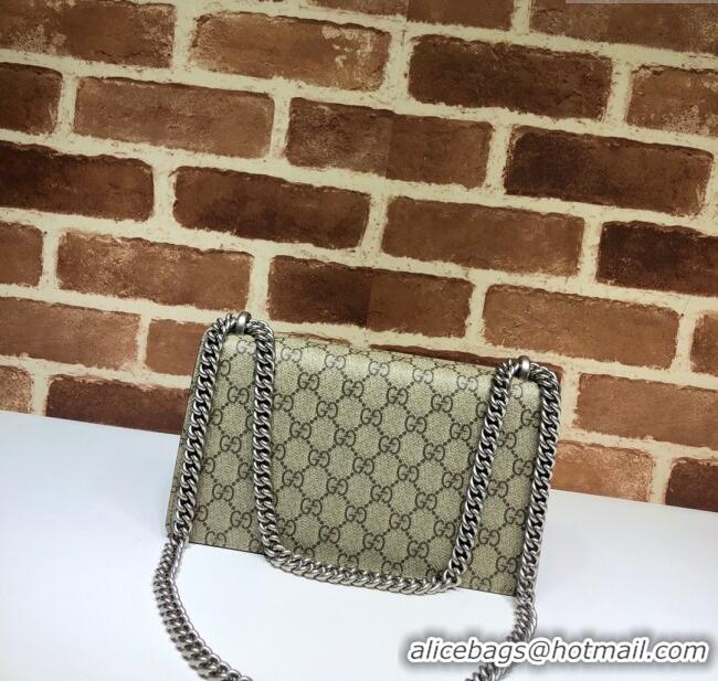 Top Grade Gucci Dionysus GG Canvas and Suede Small Bag with Strass 499623 Beige/Khaki 2024