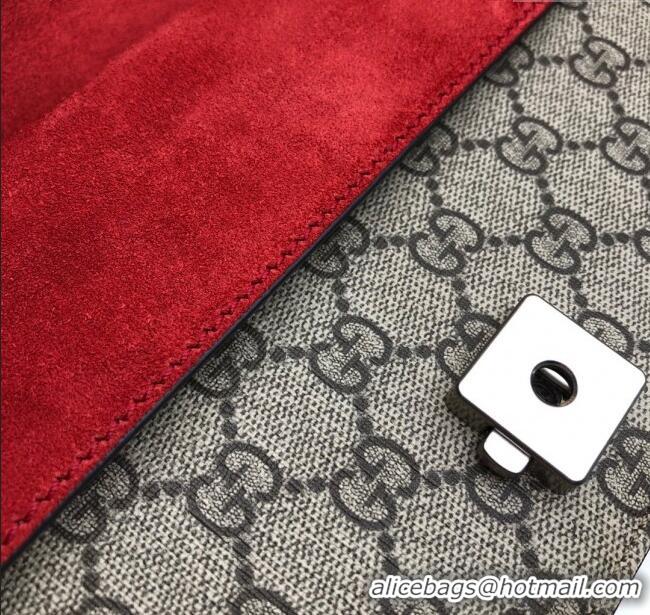 Good Taste Gucci Dionysus GG Canvas and Suede Small Bag with Strass 499623 Beige/Red 2024