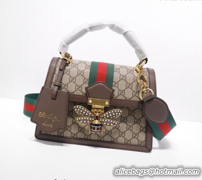 Promotional Gucci Sylvie GG Canvas Top Handle Bag with Bee 476541 Beige/Brown 2024