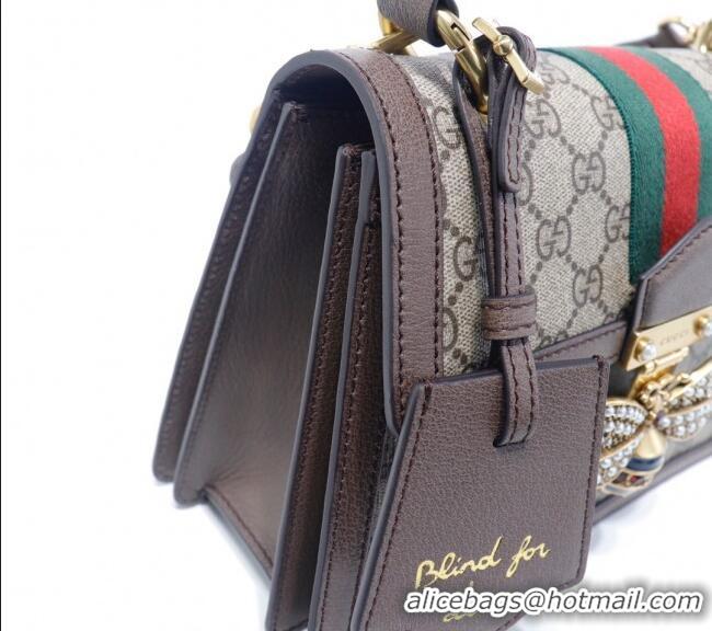 Promotional Gucci Sylvie GG Canvas Top Handle Bag with Bee 476541 Beige/Brown 2024