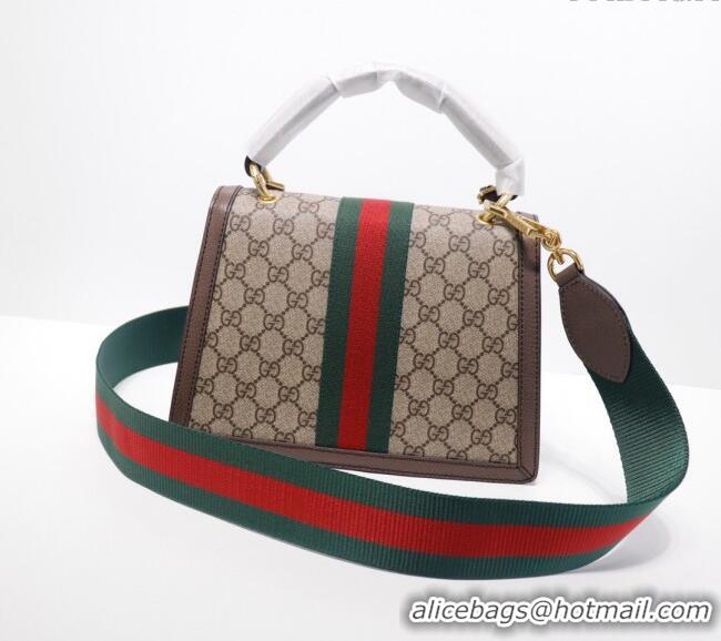 Promotional Gucci Sylvie GG Canvas Top Handle Bag with Bee 476541 Beige/Brown 2024
