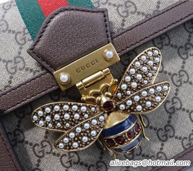 Promotional Gucci Sylvie GG Canvas Top Handle Bag with Bee 476541 Beige/Brown 2024