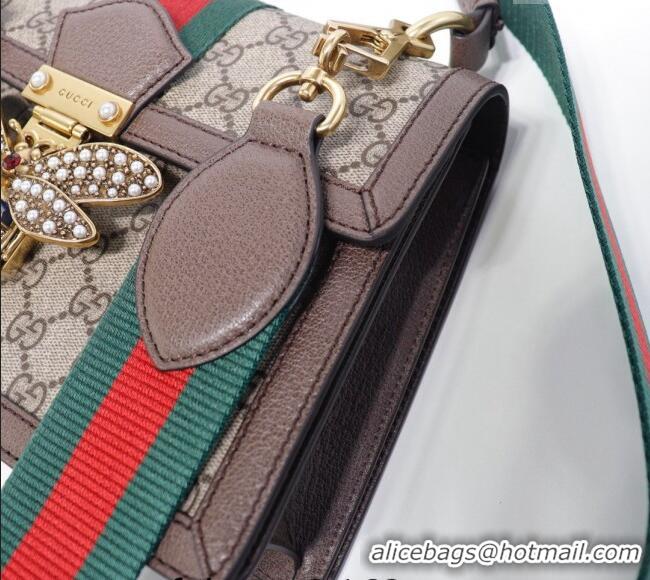 Promotional Gucci Sylvie GG Canvas Top Handle Bag with Bee 476541 Beige/Brown 2024
