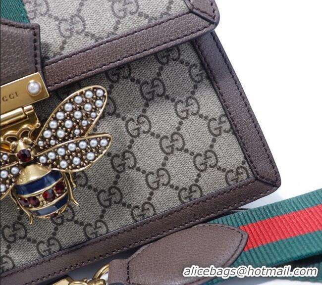 Promotional Gucci Sylvie GG Canvas Top Handle Bag with Bee 476541 Beige/Brown 2024
