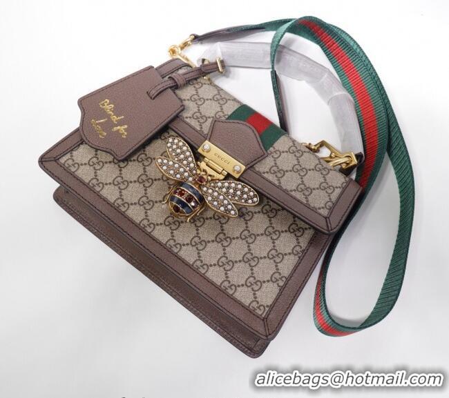 Promotional Gucci Sylvie GG Canvas Top Handle Bag with Bee 476541 Beige/Brown 2024