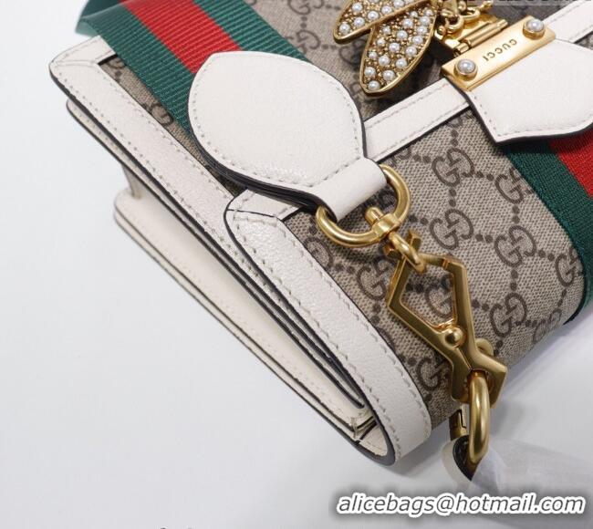 Low Price Gucci Sylvie GG Canvas Top Handle Bag with Bee 476541 Beige/White 2024