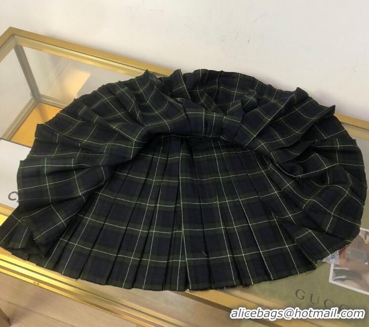 Buy Famous Brand Miu Miu Pleated Tartan Mini Skirt 89501 Green 2025