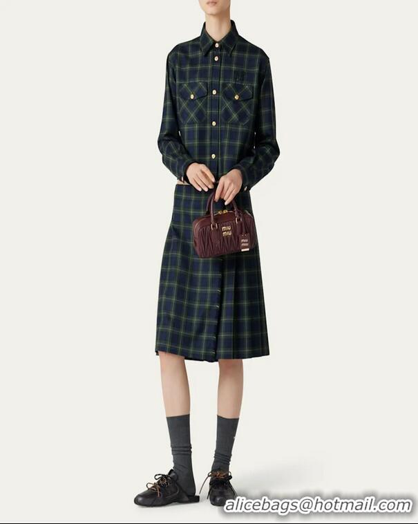 Well Crafted Miu Miu Plaid Oversized Cropped Wool Shirt 89502 Green 2025
