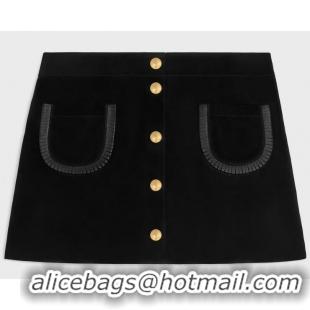 ​Original Cheap Celine Mini Skirt In Suede C8912 Black 2025