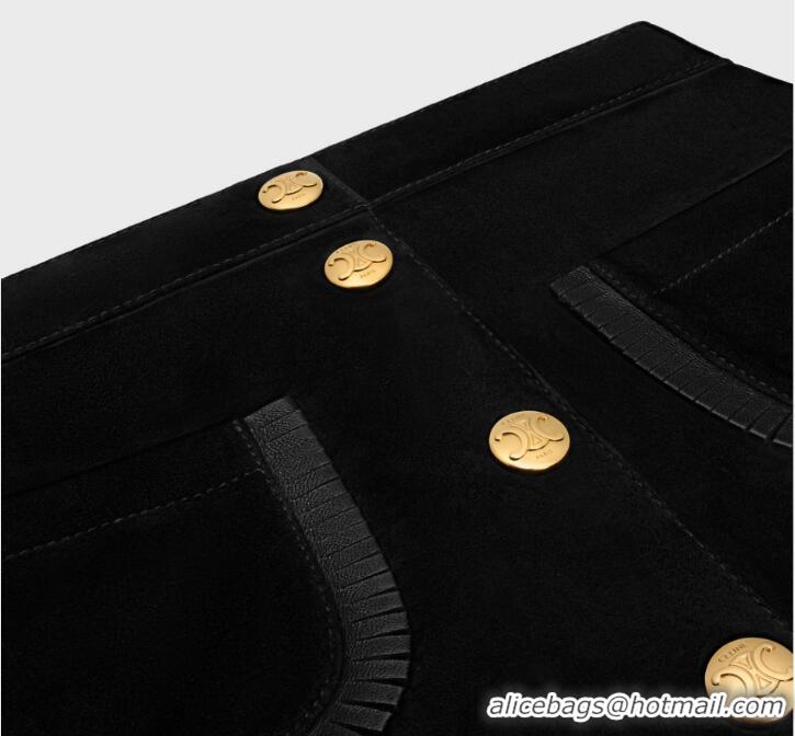 ​Original Cheap Celine Mini Skirt In Suede C8912 Black 2025